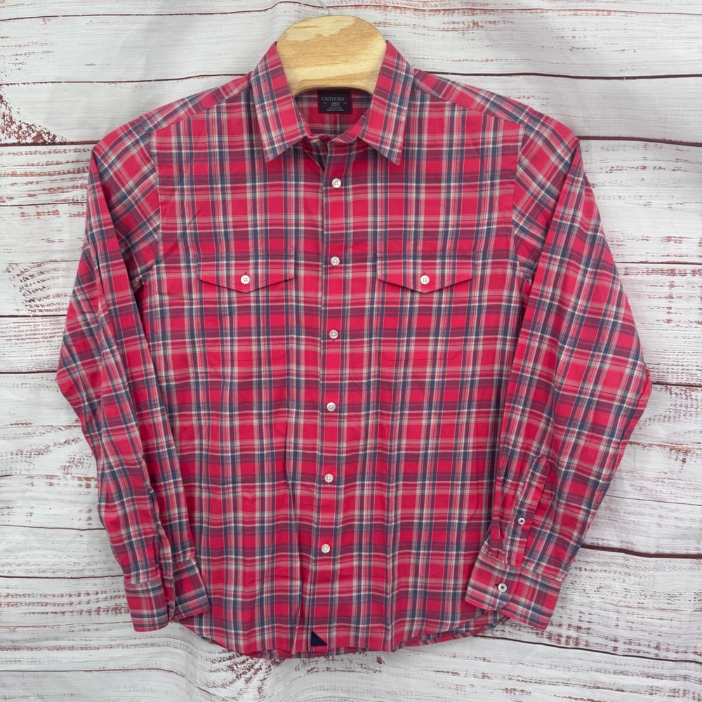 UNTUCKit Shirt Mens Large Slim Fit Plaid Long Sleeve Button Down Cotton Casual